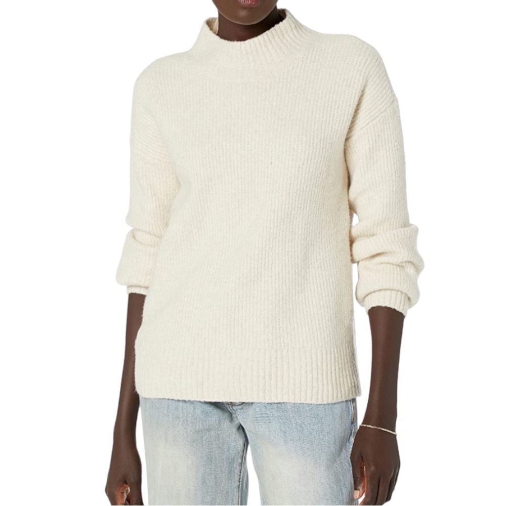 Goodthreads Women's Boucle Shaker Stitch Balloon Sleeve Sweater Oatmeal X-Small